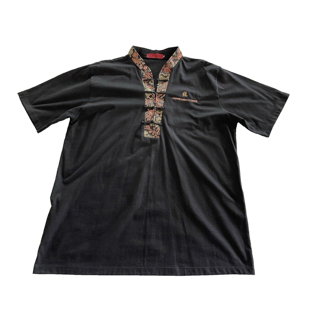 Amazing Grace Asian Shirt Mandarin Collar Braid-Button Dragon Logo Ladies XL